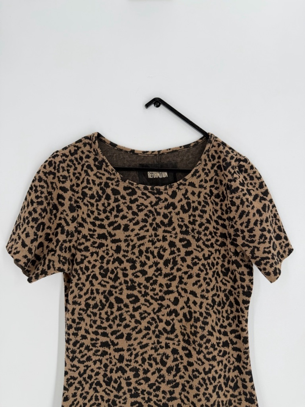 Reformation Mars Leopard Print Shorts Sleeve Mini Dress